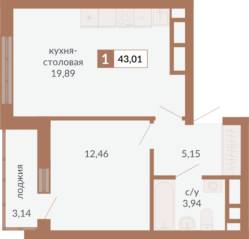 Планировка 1-комн.